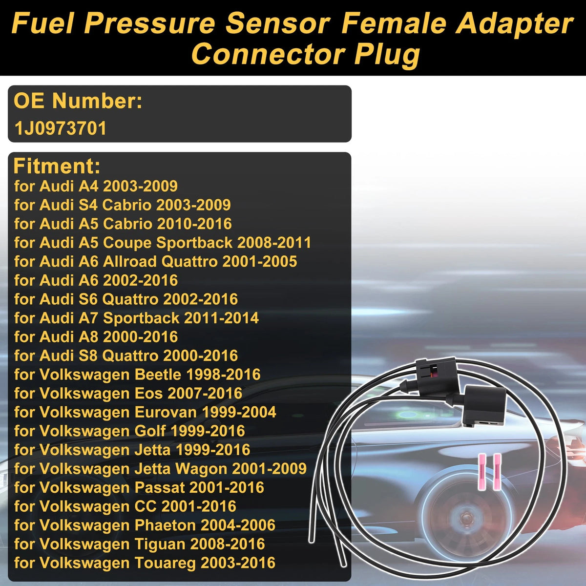 Set of 2 Fuel Pressure Sensor Connector Plugs for Audi A4 (2003–2009) No. 1J0973701