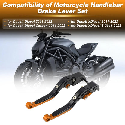 Brake Clutch Levers for Ducati Diavel (2011–2022) Black Handle Orange End