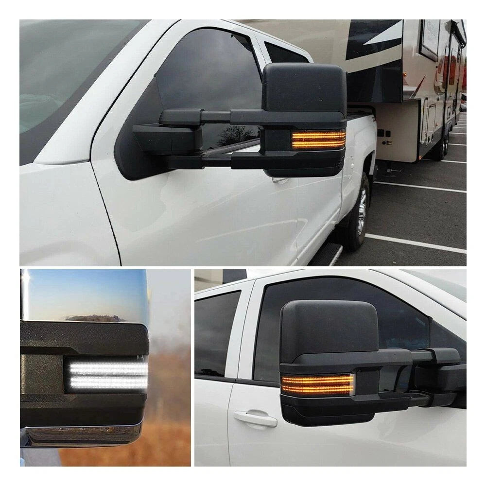 2X LED Smoked Lens Dynamic Side Mirror Lights for Chevy Silverado Sierra (2014–2019)