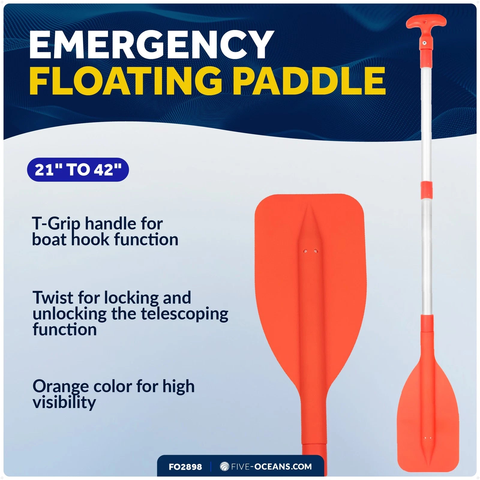Emergency Floating Telescoping Paddle for Universal Use (21" to 42") - FO2898