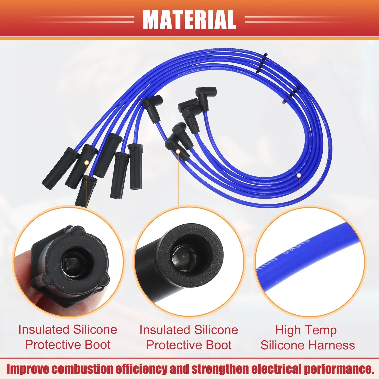 6 Pcs Spark Plug Wire Ignition Coil Cable No.12192468 for Chevrolet Impala (2000–2005)