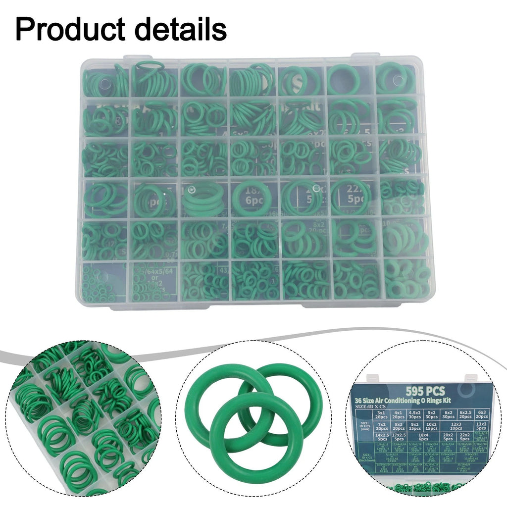 595PCS Air Conditioning O Ring Set for Mechanics (36 Sizes)