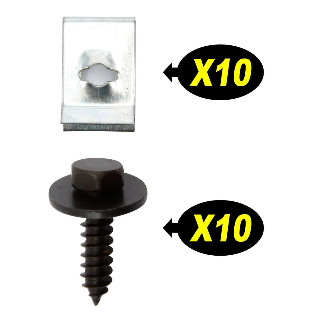 Chassis Guard Screws for Car Dashboard Panel Fender Fastener (Black & Silver)