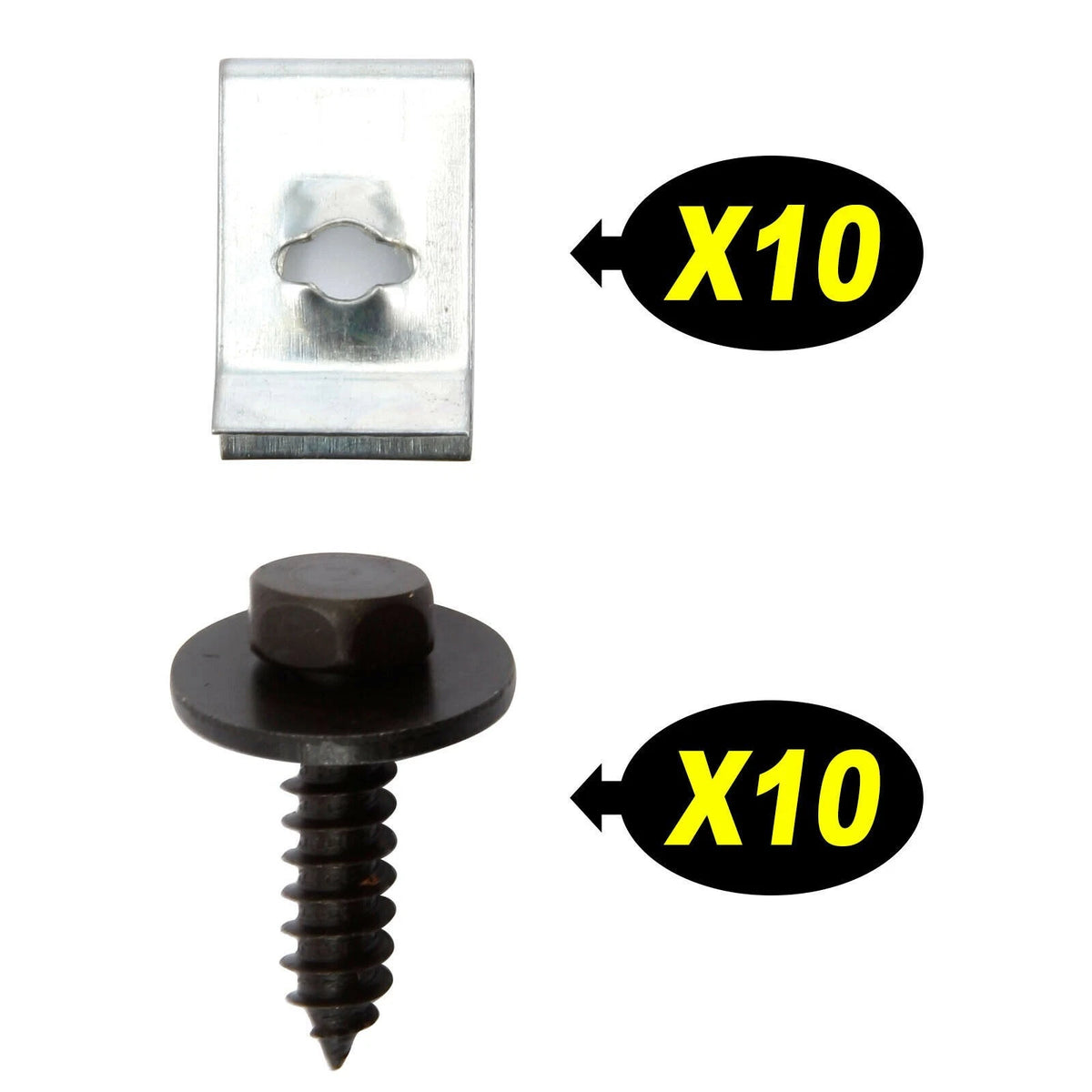 Chassis Guard Screws for Car Dashboard Panel Fender Fastener (Black & Silver)