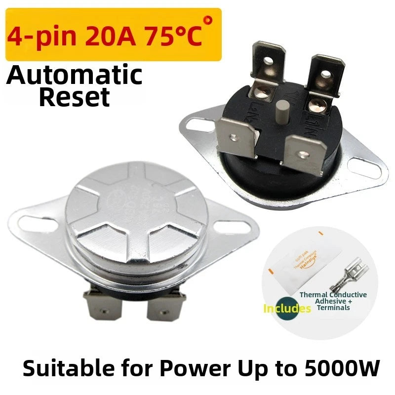 Water Heater Thermostat Switch 20A Auto Reset Metal Housing