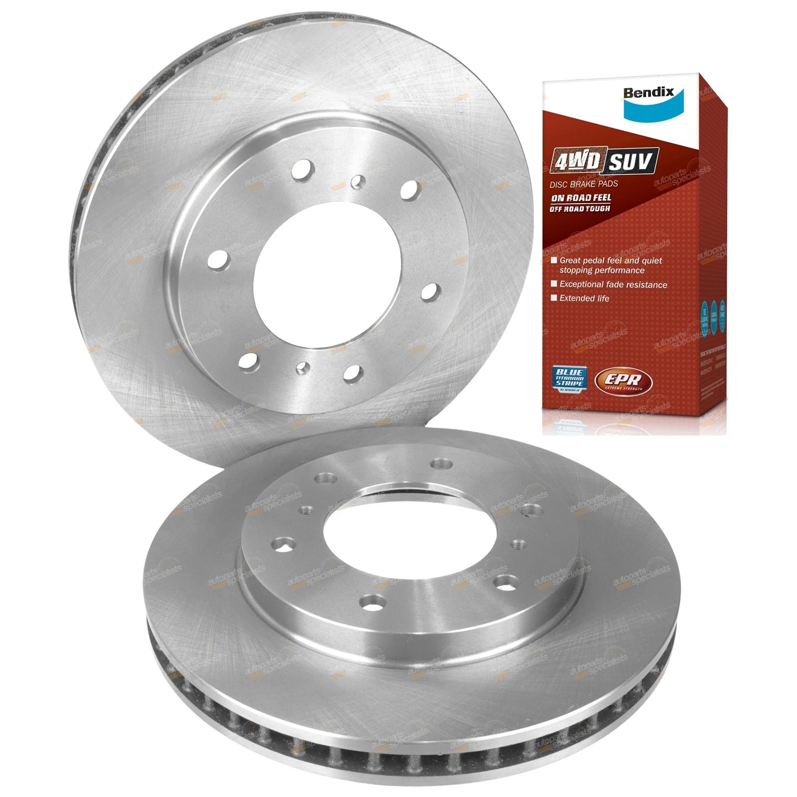 2 Front Disc Brake Rotors + Bendix 4WD Pads for Mitsubishi Triton (2007–2018)