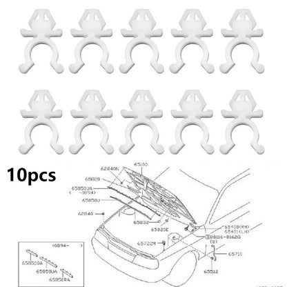 10Pcs Hood Rod Holder Clips for Nissan (65722-01E00, 6572201E00)