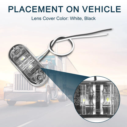Truck LED Trailer Marker Lights 24V Waterproof Oval White for 2 Pcs (Universal)