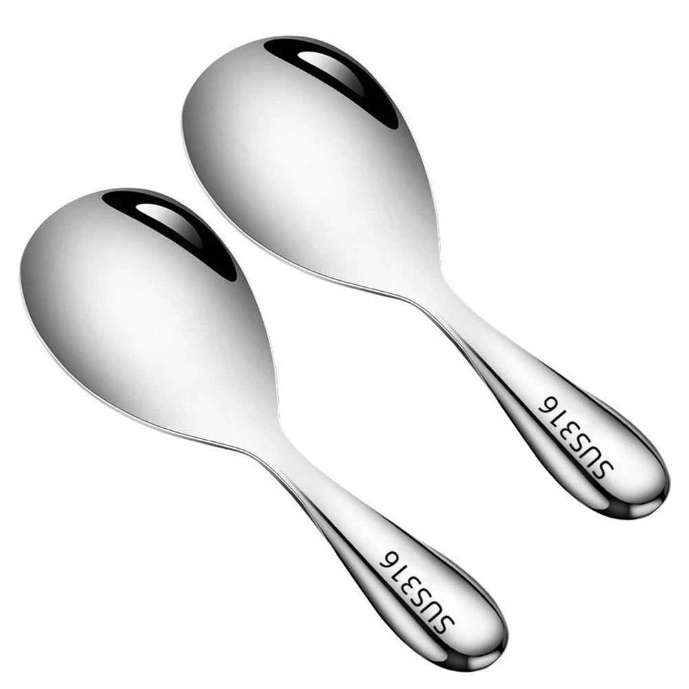 2X Stainless Steel Rice Serving Spoons Nonstick with Comfortable Grip