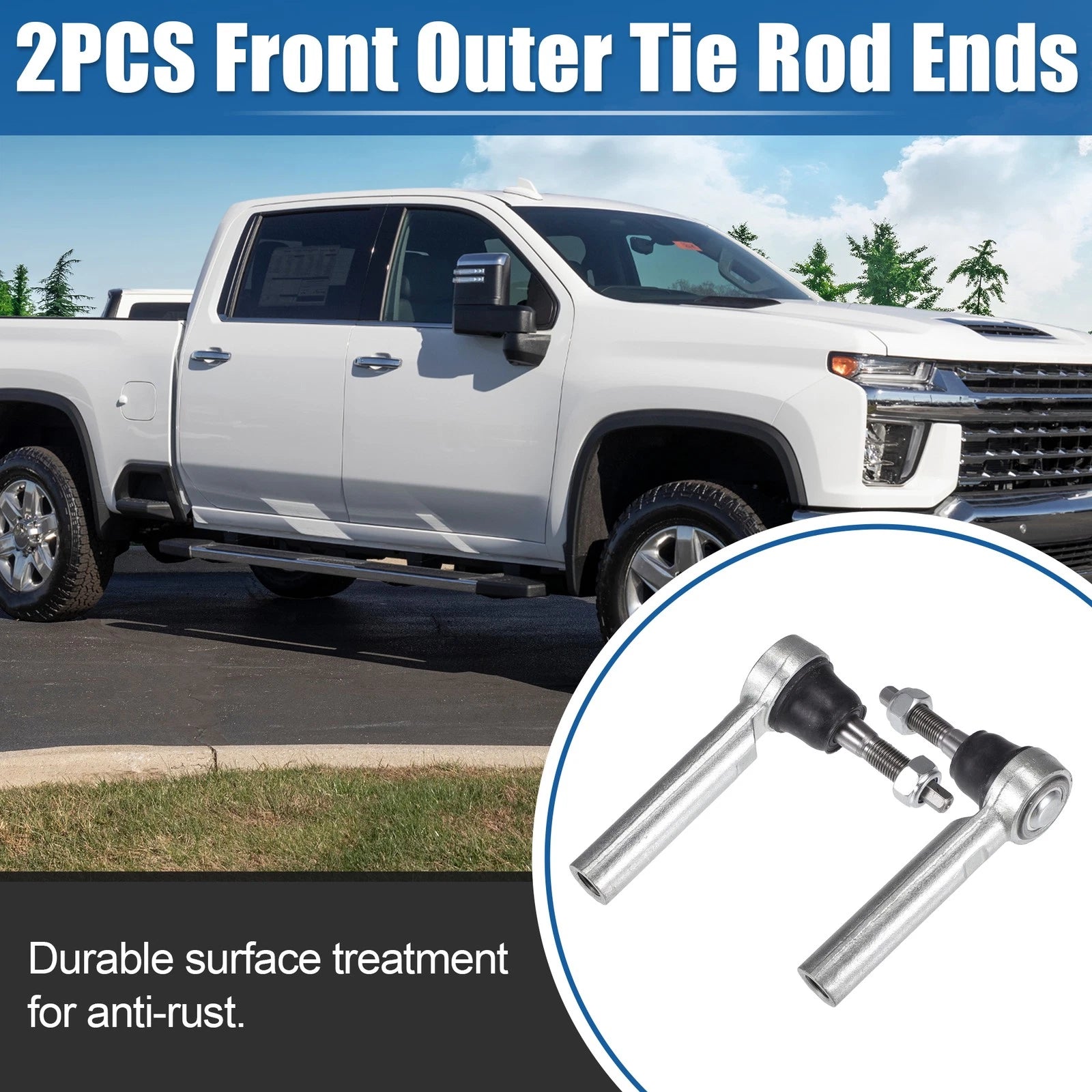 2pcs Front Outer Tie Rod End Links for Cadillac Escalade for Chevrolet Tahoe (2007–2014)