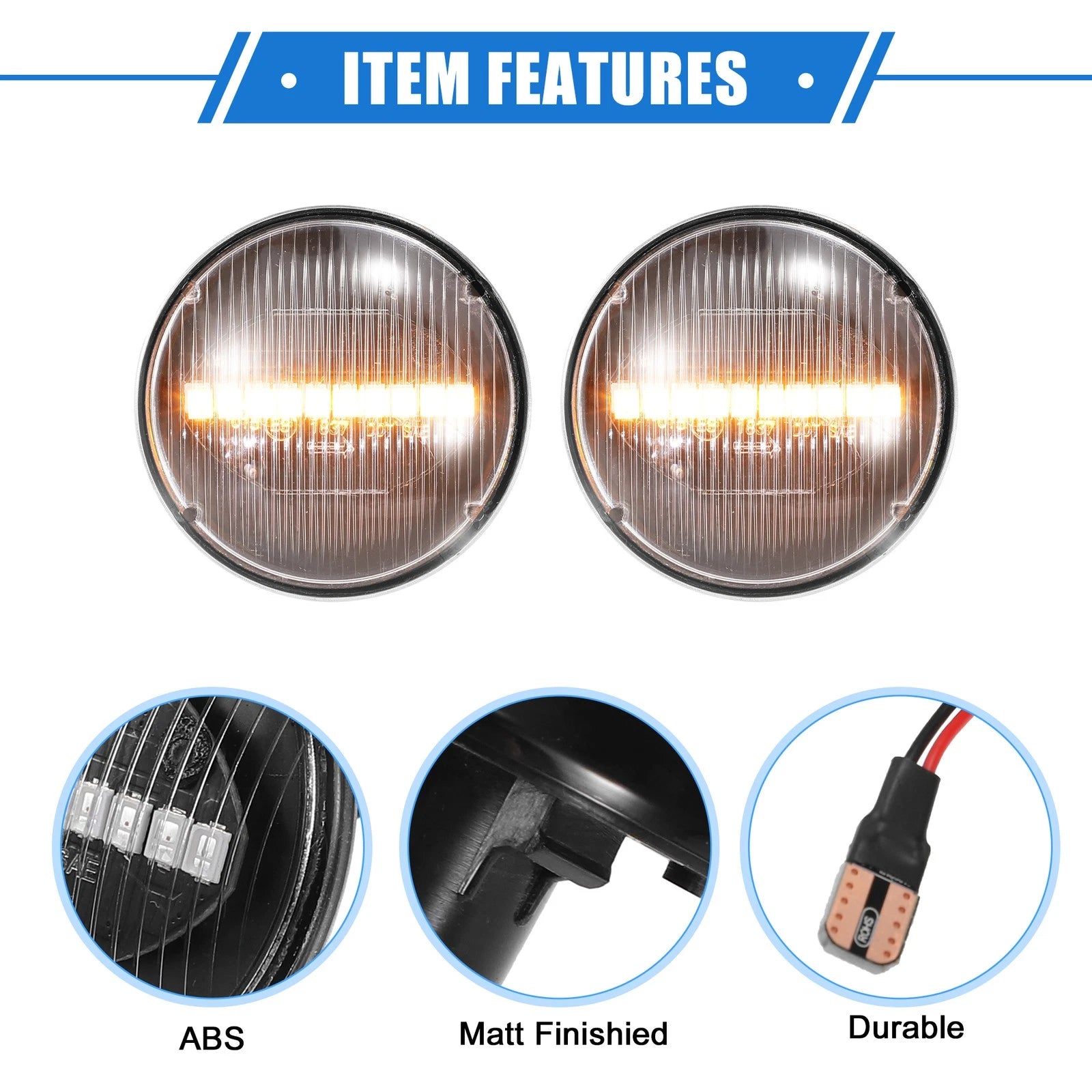 1 Pair Side Marker Light for Land Rover Range Rover (2006–2012) Yellow Clear