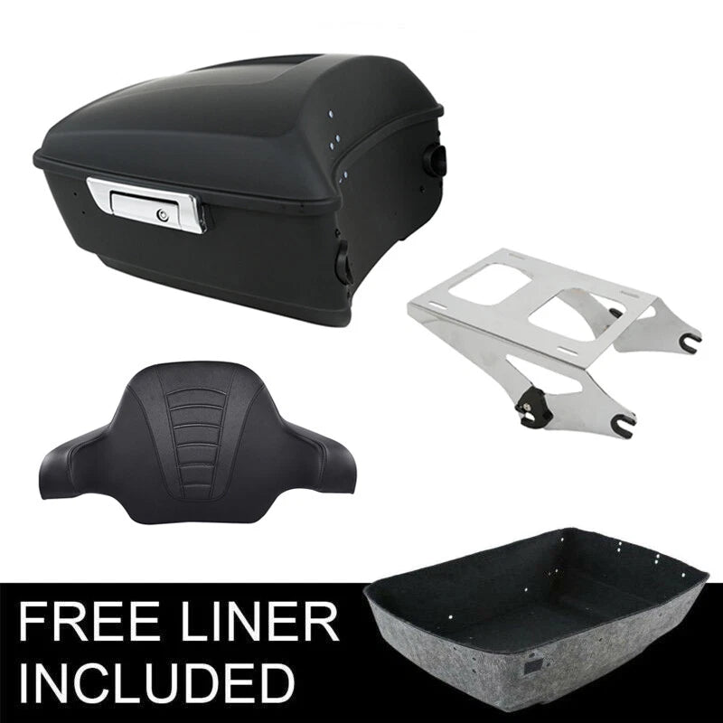 Matte Black King Trunk Backrest Mount Rack for Harley Touring (2014–2026)