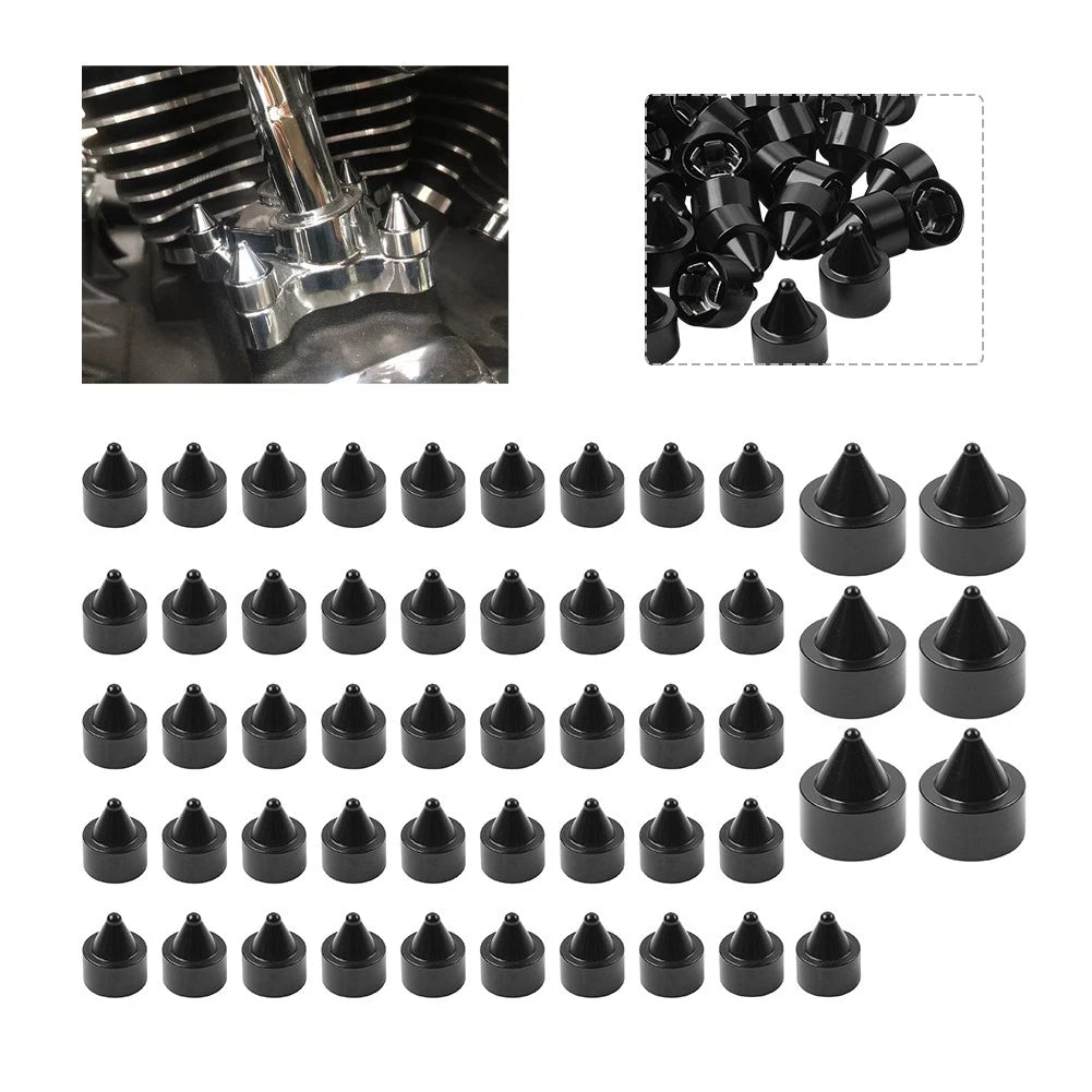 52X Engine Topper Screw Bolt Cap Black for Harley Twin Cam Dyna (2000–2017)