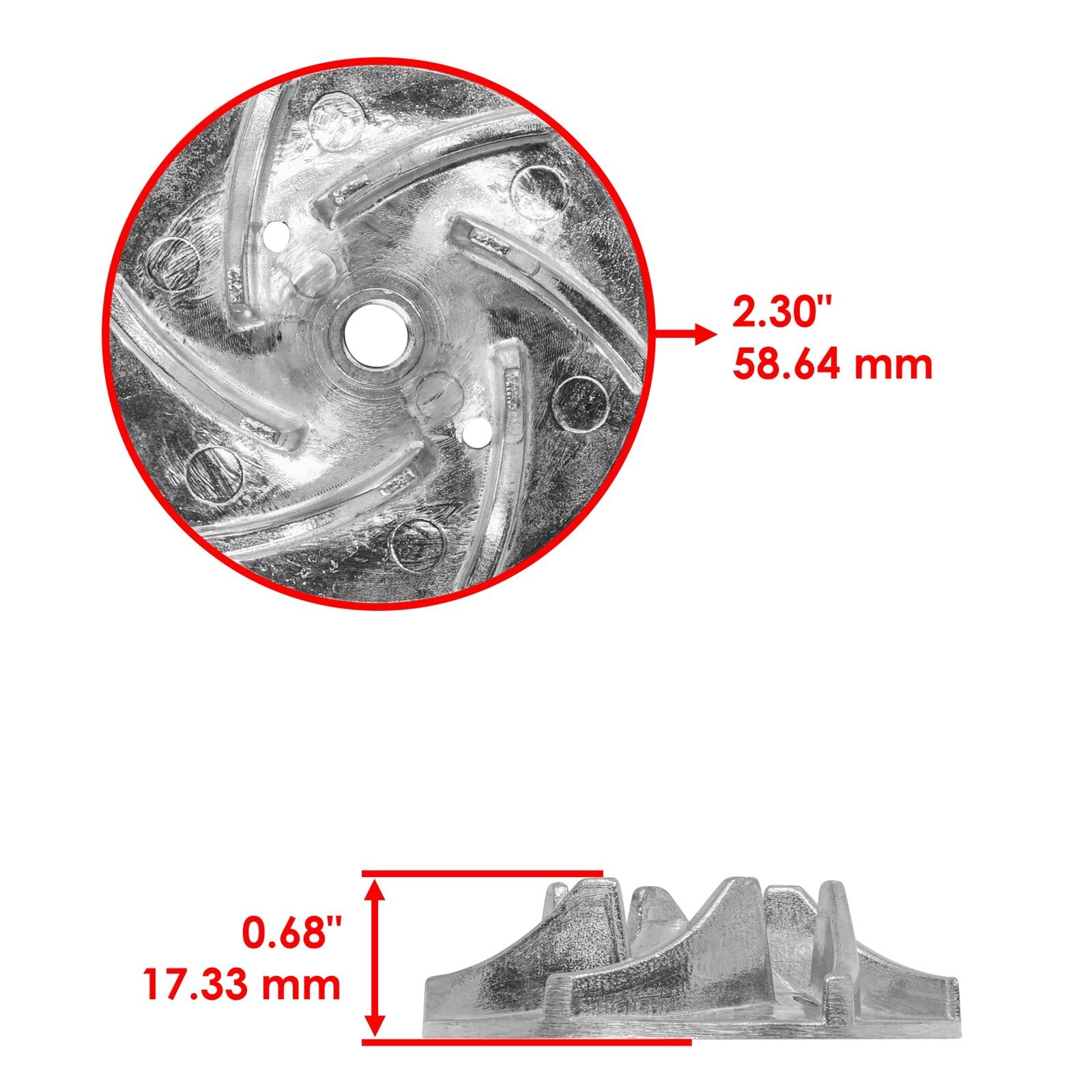 Caltric Water Pump Impeller Replacement for Can-Am Maverick 1000R 4x4 (2014–2015)
