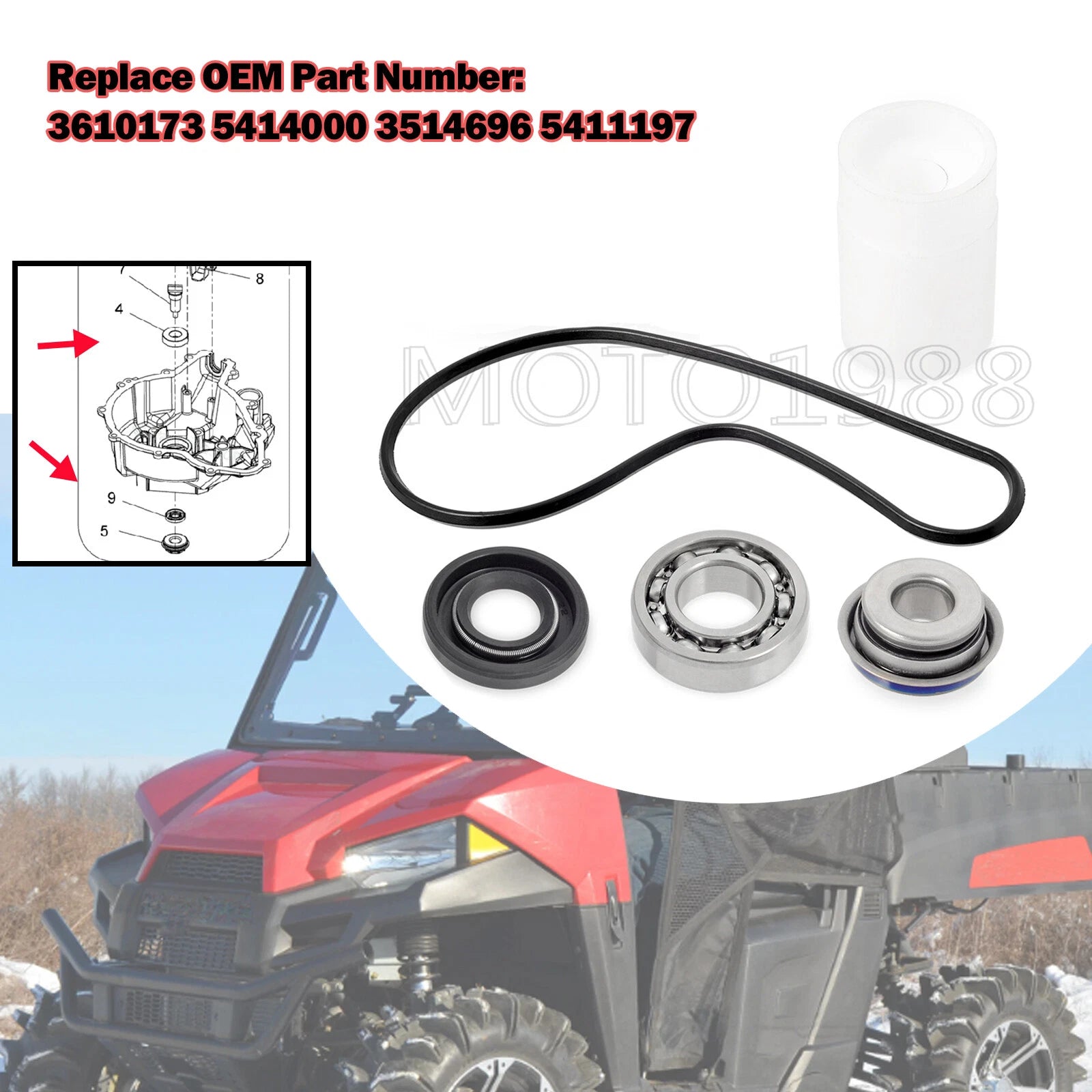 Water Pump Seal Cover Gasket Repair Kit for Polaris Ranger 500 570 (2013–2021)
