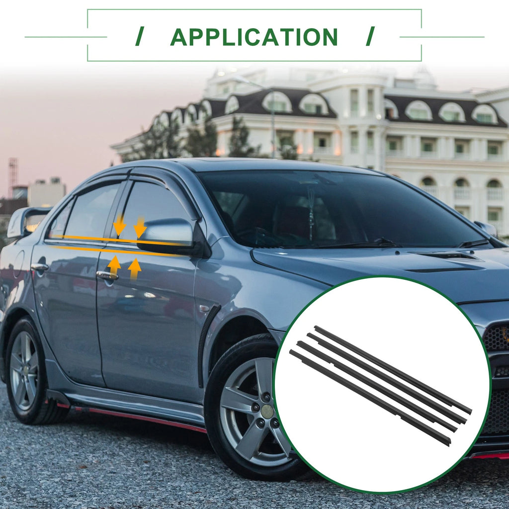 Window Weatherstrip Seal Set (4pcs) Replacement for Mitsubishi Lancer (2008–2017)