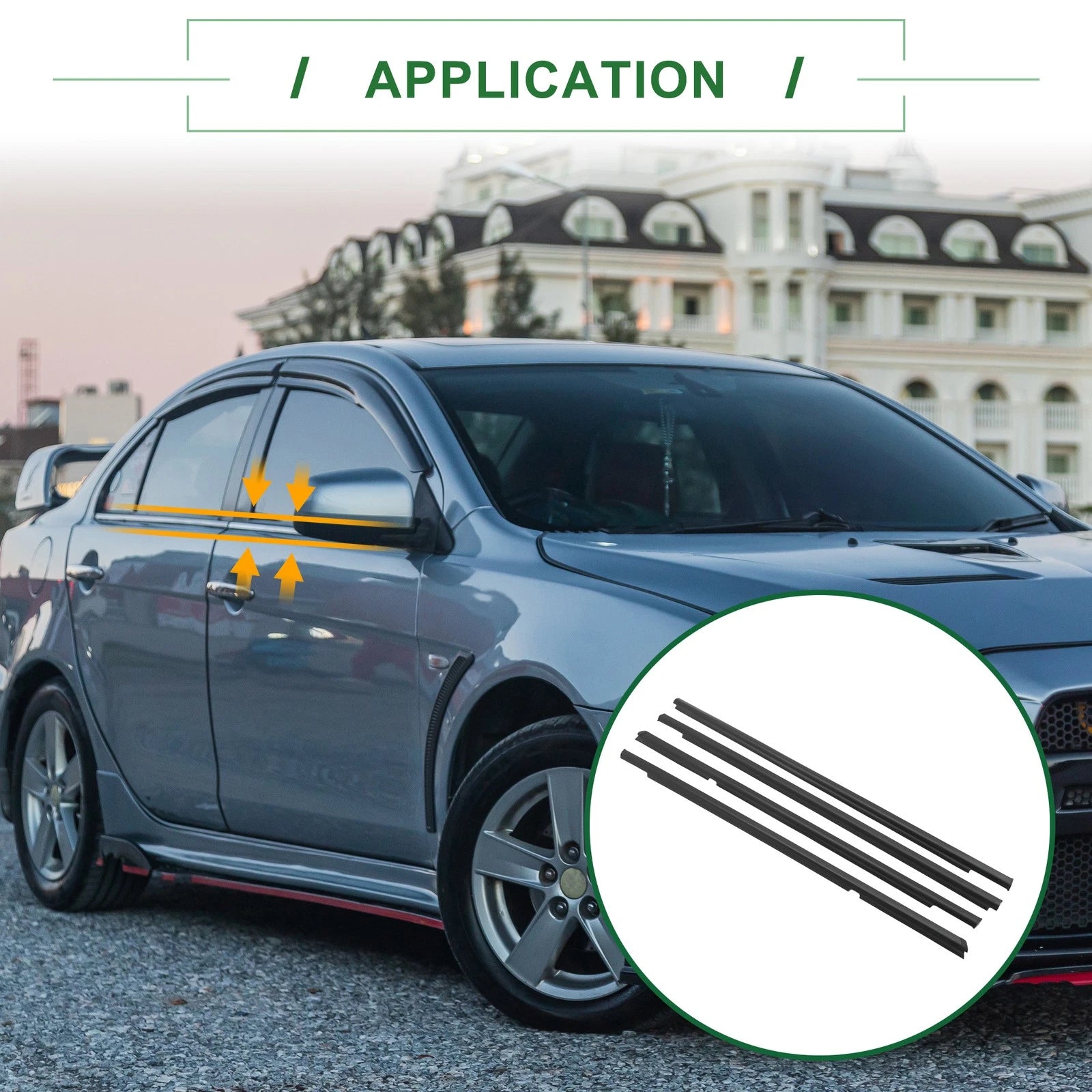 Window Weatherstrip Seal Set (4pcs) Replacement for Mitsubishi Lancer (2008–2017)