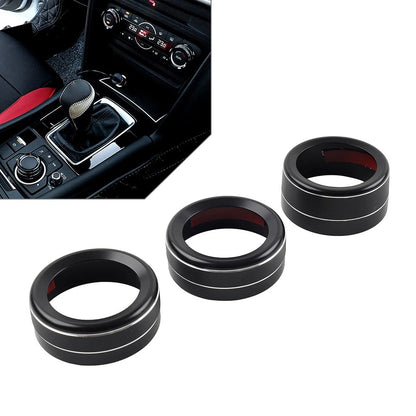 Set of 2 Black AC Climate Control Knob Ring Covers for Mazda 3 (2014–2018) CX-5 (2016–2019)