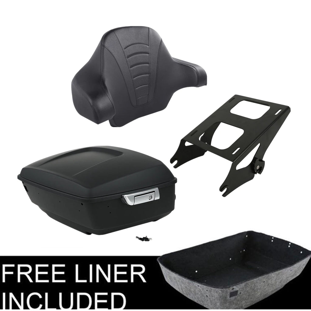 Matt Black Trunk Backrest Pad Mount Rack for Harley Touring (2014–2025)