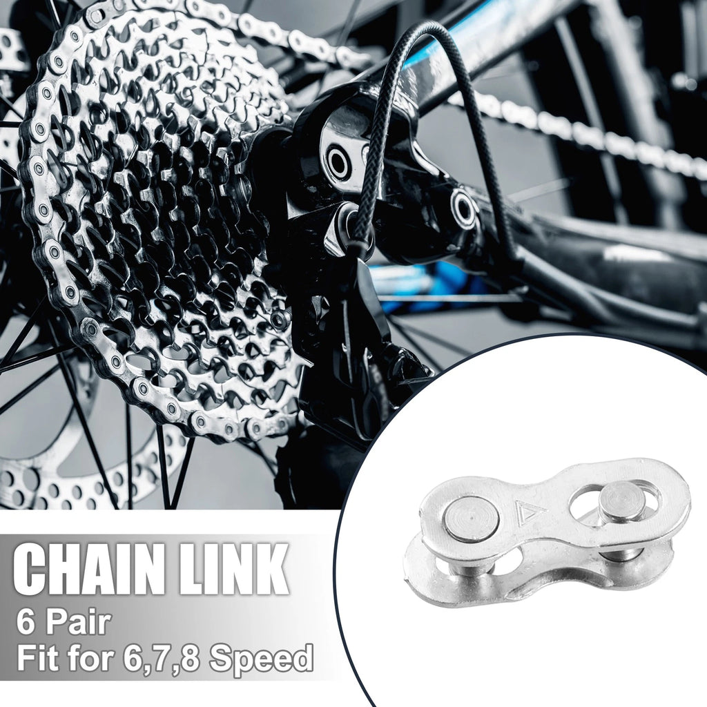 6 Speed Chain Master Link Connectors Pair for Bike Bicycle Silver Tone (1)