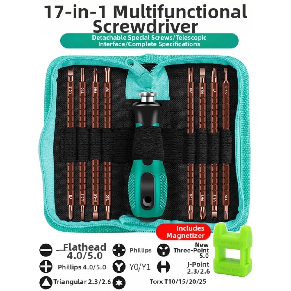 17 in 1 Precision Screwdriver Set with Magnetic Tips for Universal Use