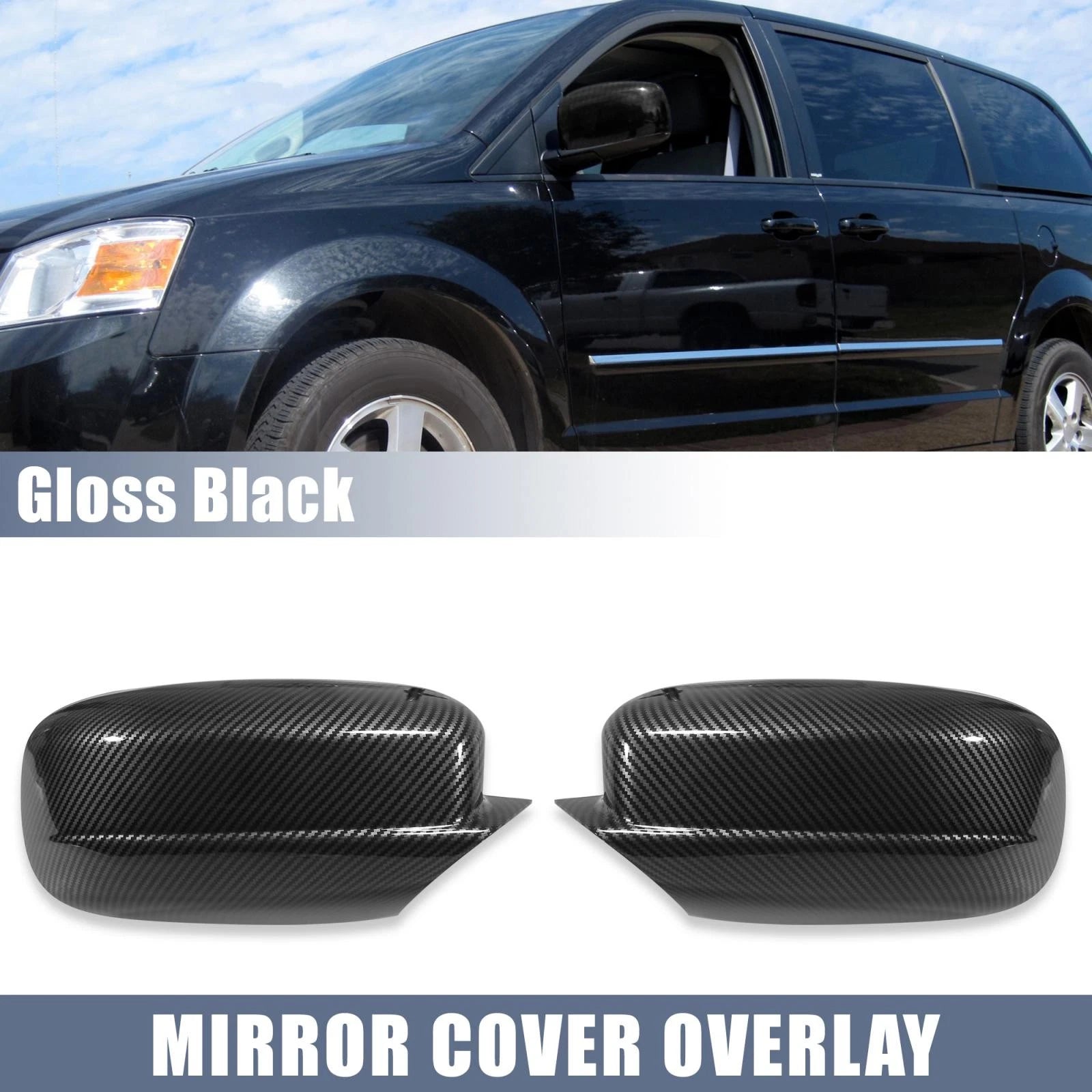 Rear View Mirror Cover Cap Carbon Fiber Pattern for Dodge Charger (2011–2021)