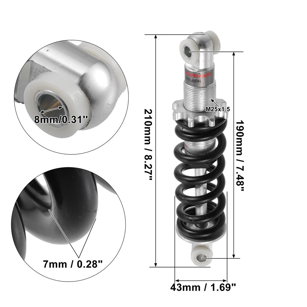 Rear Shock Absorber Spring 190mm 650lbs Replacement for Scooter ATV (2010–2024)
