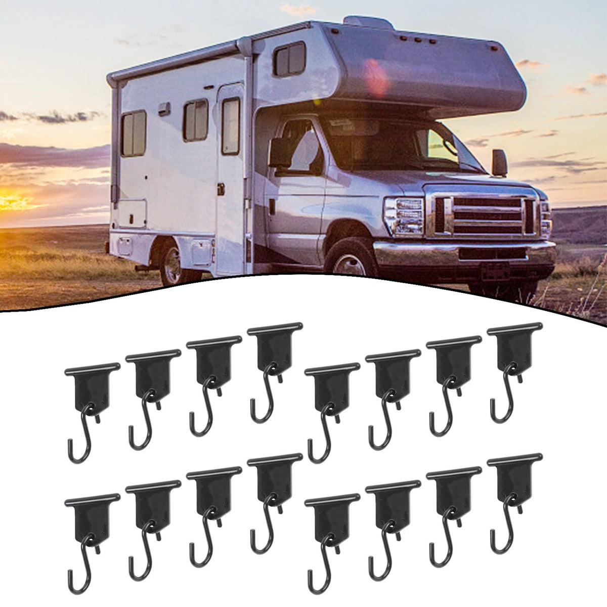Pack of 16 RV Awning Hooks for Securely Hanging Items