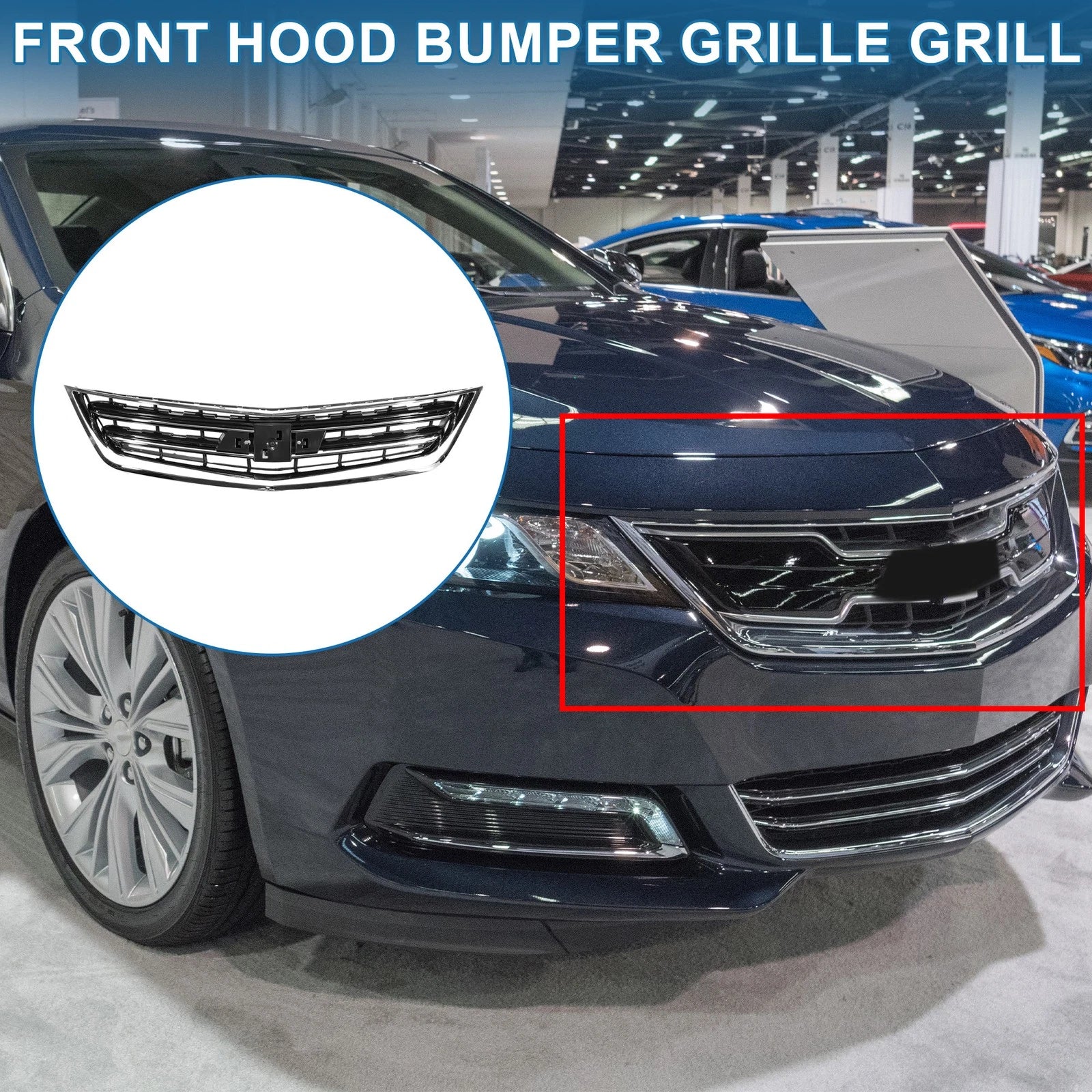 Front Upper Hood Bumper Grille for Chevrolet Impala (2014–2020) Black