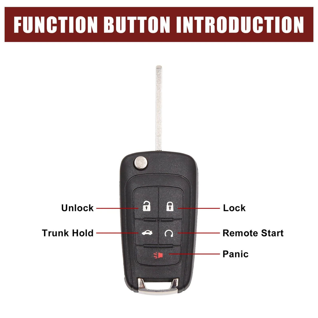 Replacement Key Fob Shell Case for Chevrolet Camaro 5 Key Button Black (2010–2015)