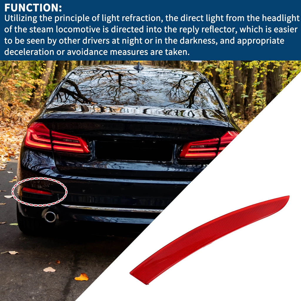 Bumper Reflector Replacement for BMW 535i GT (2014–2017) Rear Left
