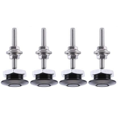 Set of 4 Push Button Hood Lock Pins Quick Release for Bonnet Aluminum Black