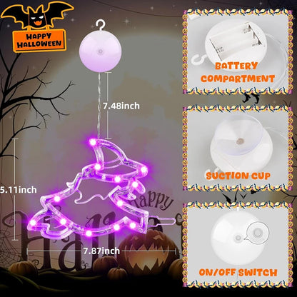 3pcs Halloween Lights Decorations Light Up Decorations with Suction Cup & Hooks