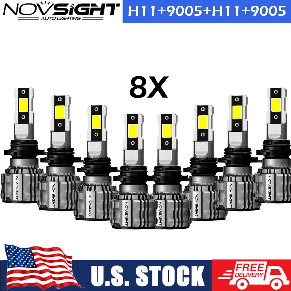 8X 9005 + H11 LED Headlight Combo for High & Low Beam (Fits )