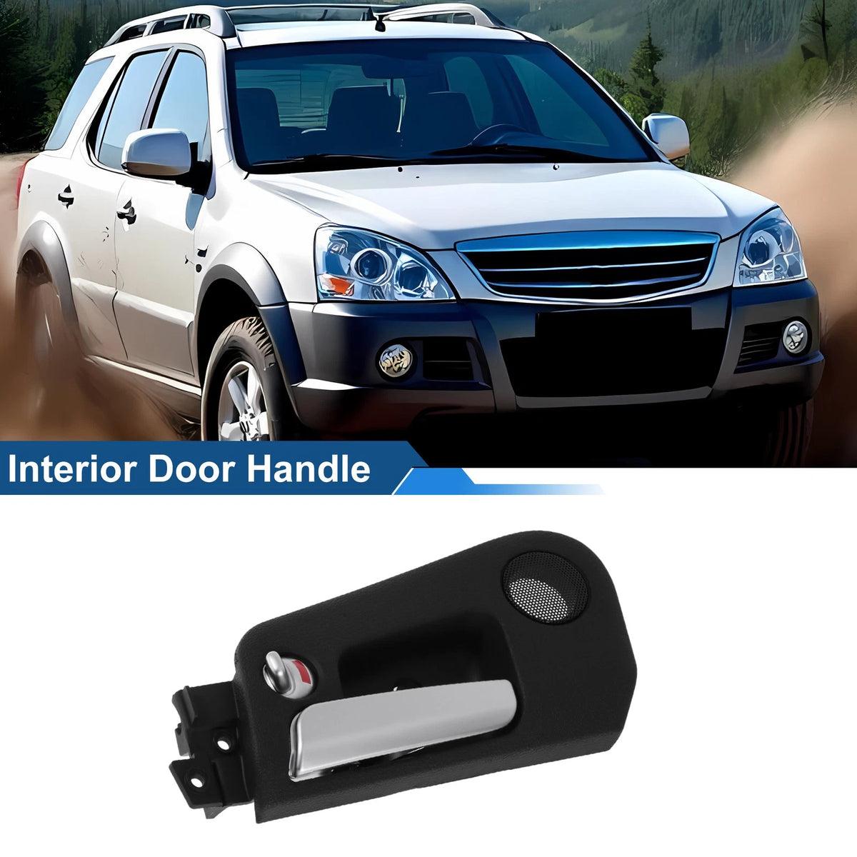 Front Passenger Side Interior Door Handle for Roewe SsangYong (Black Chrome)