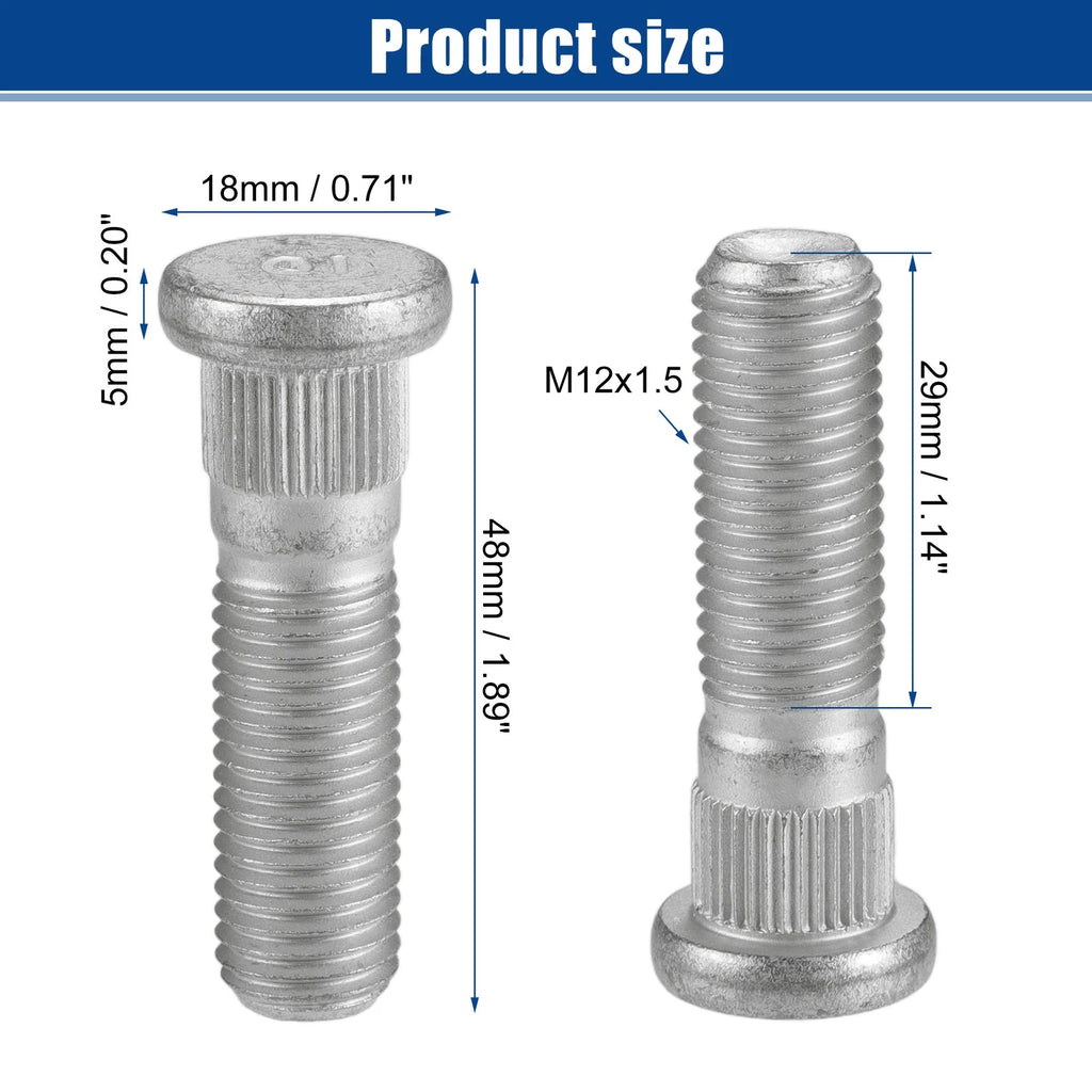 Wheel Lug Studs M12x1.5 Replacement 10 Pcs for Hyundai Elantra (2007–2012)