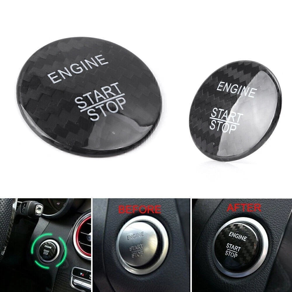 Carbon Fiber Engine Start Stop Button Sticker Cover for Mercedes E Class