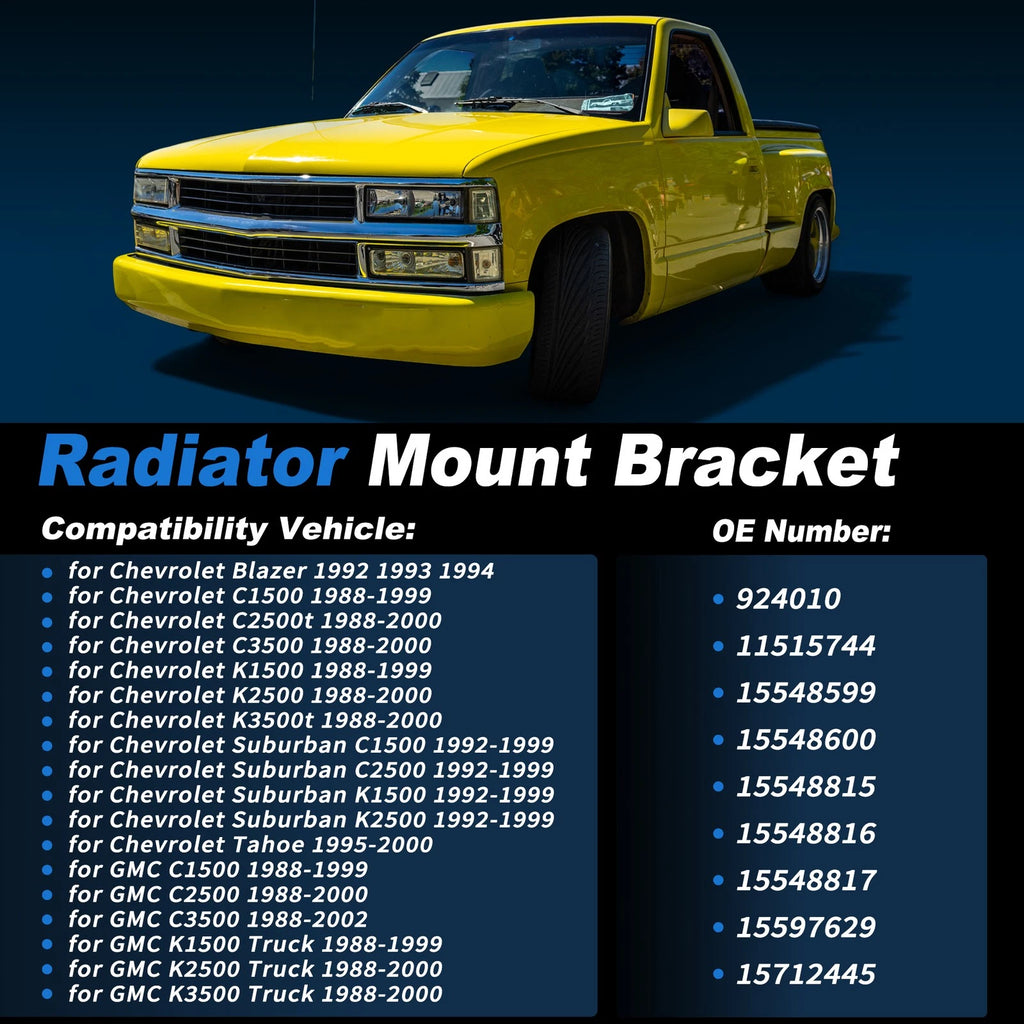 Radiator Support Body Mounting Kit Replacement for Chevrolet Blazer K1500 (1980–1994)