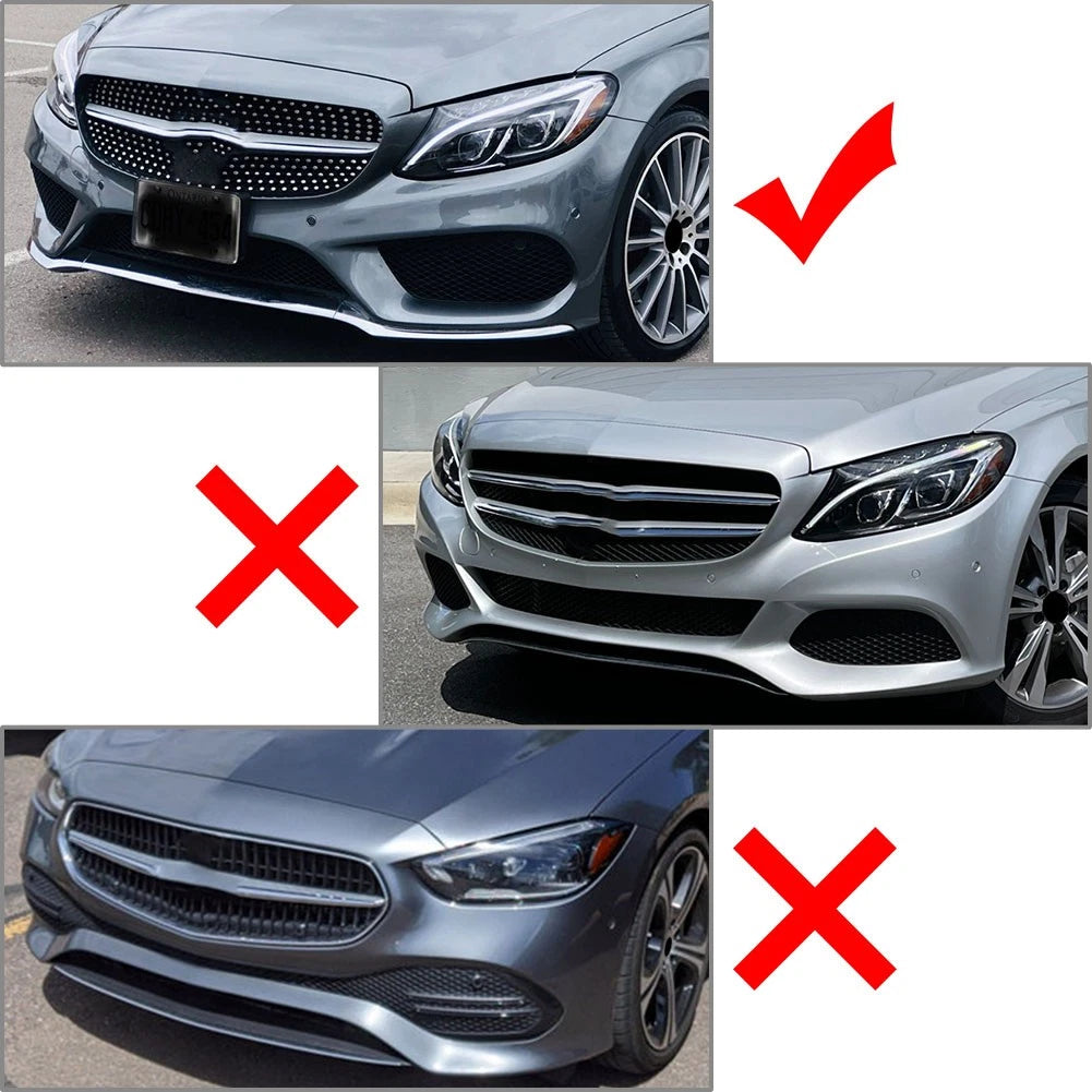 Front Bumper Lip Splitter Spoiler Side Canards Black Fit Benz C-Class W205 15-18
