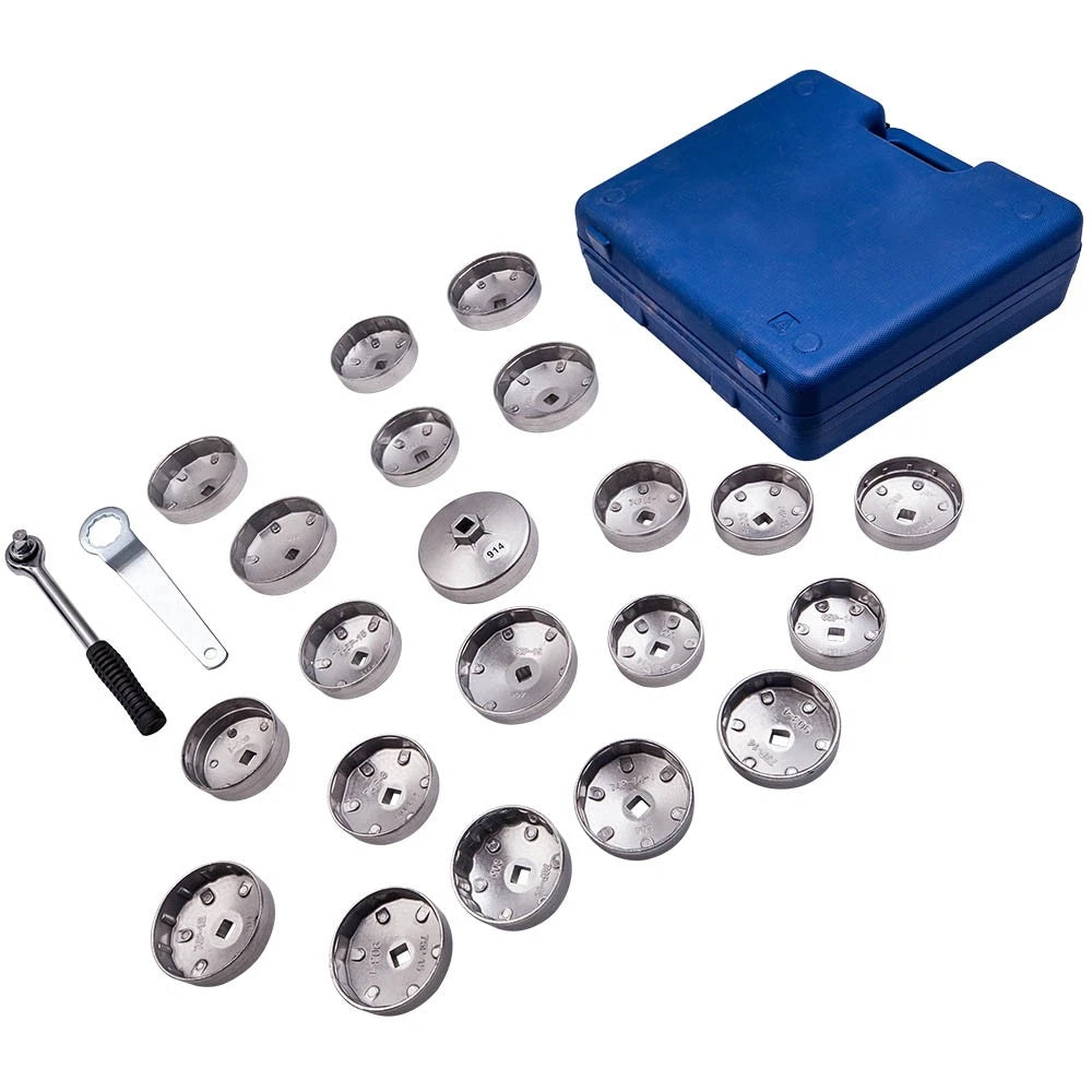 23PC Oil Filter Removal Cap Wrench Socket Tool Kit for