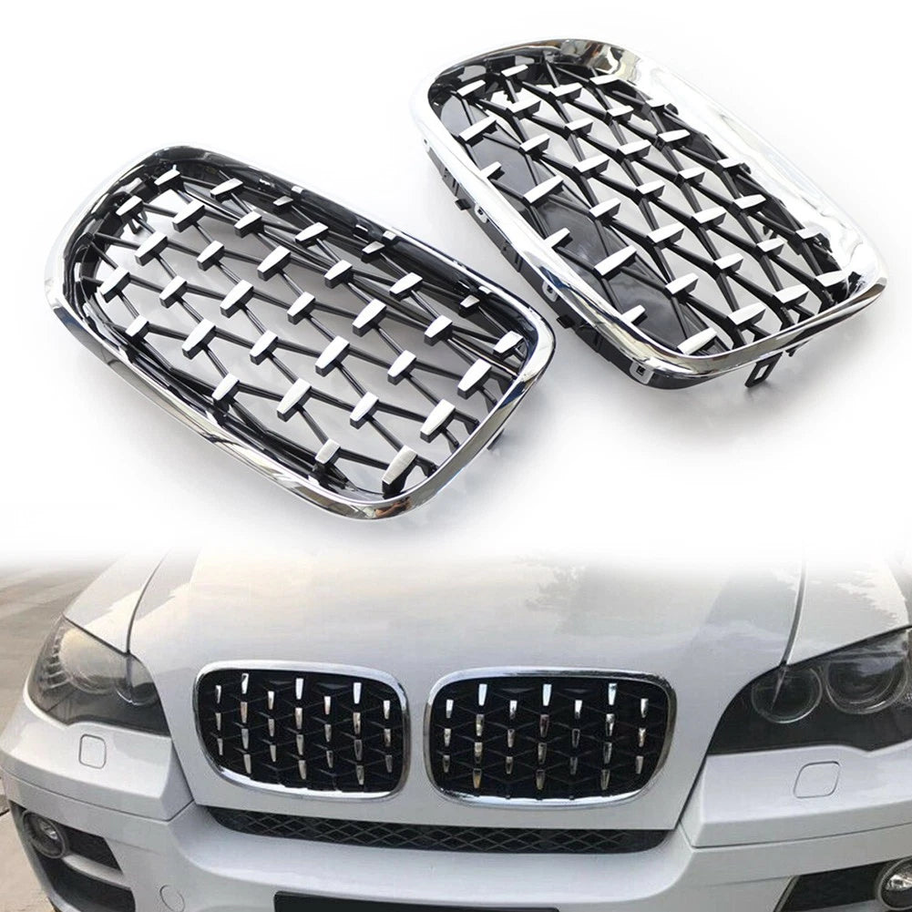 Diamond Style Chrome Front Kidney Grille for BMW X5 E70 X6 E71 (2007–2013)