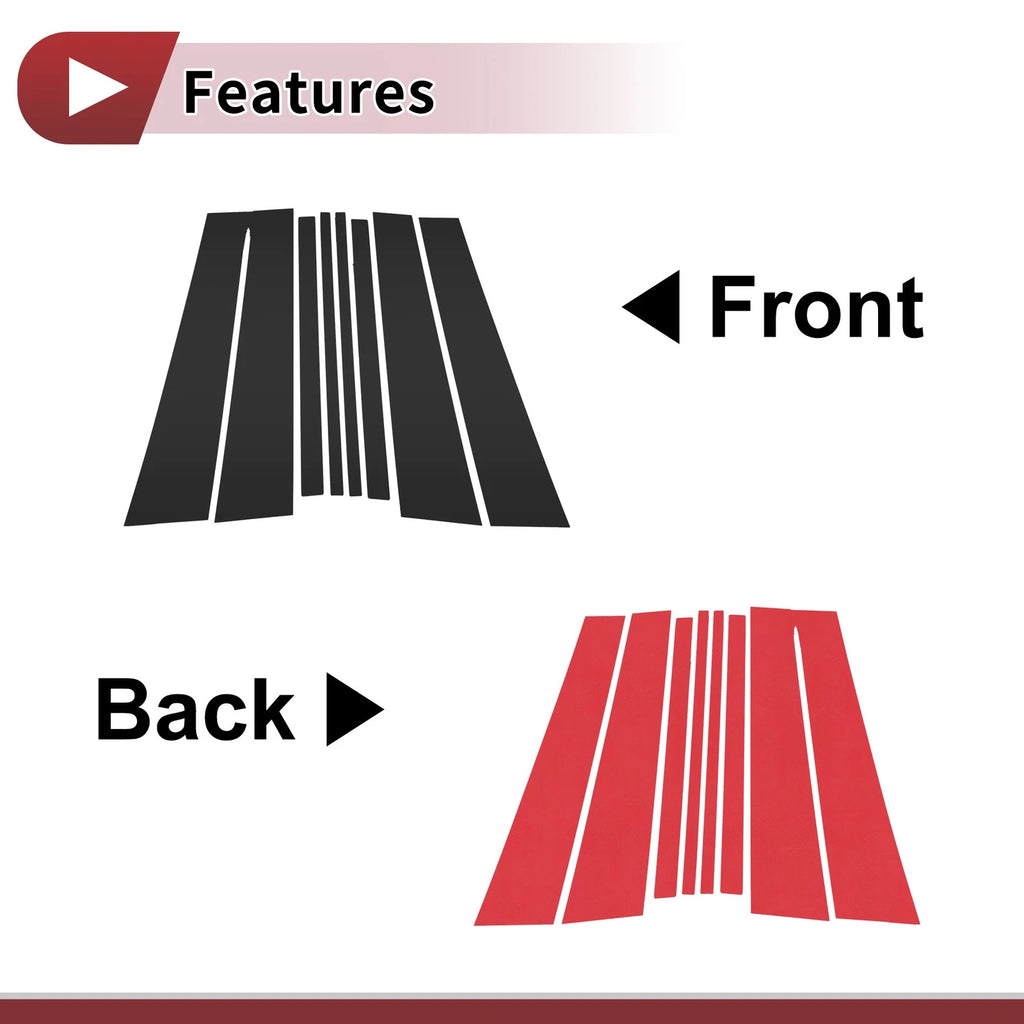 Window Trim Door Pillar Front Rear Left Right for Lexus LX570 (2007–2013) Black 8Pcs