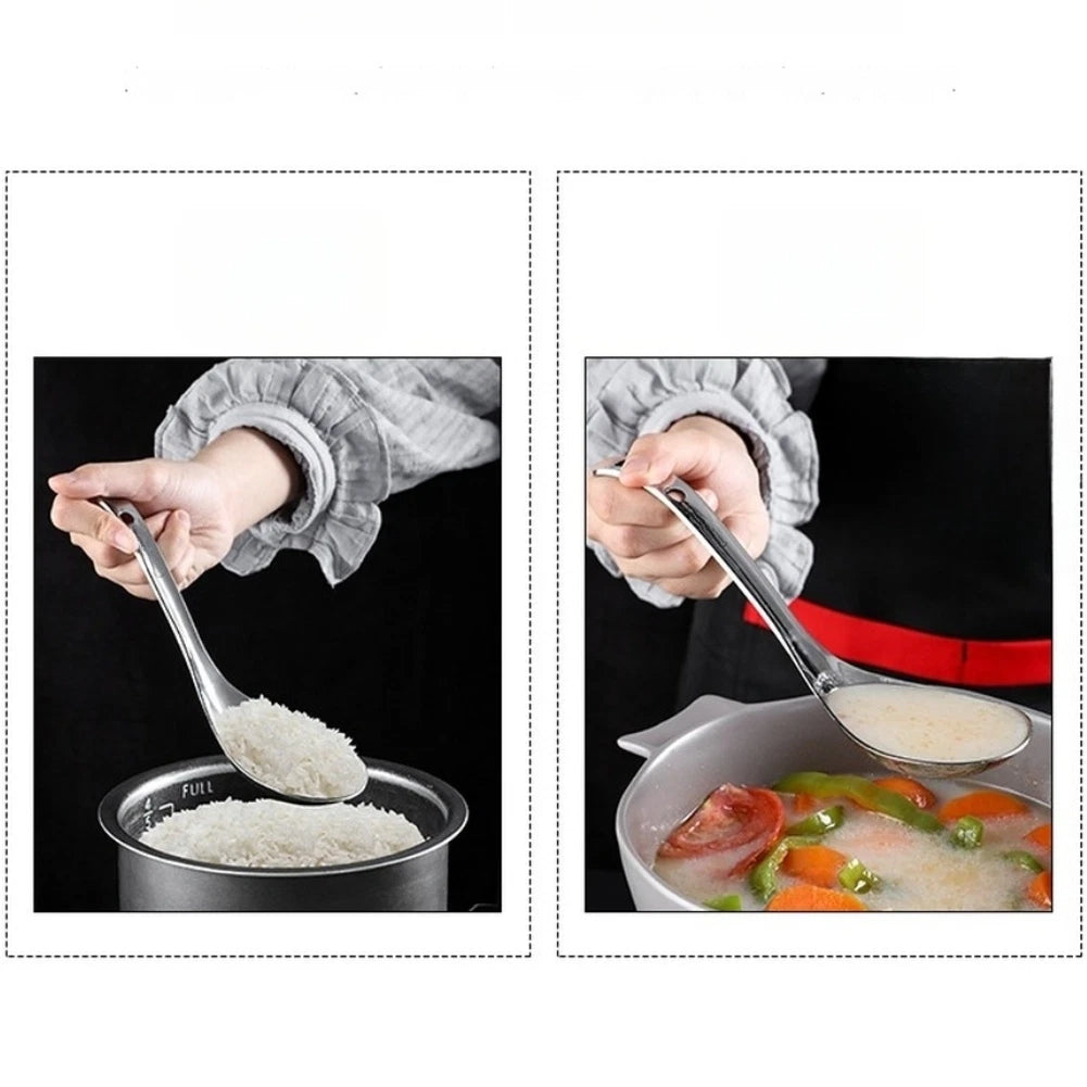 Stainless Steel Rice Ladle Long Handle Deep Bowl Mirror Finish
