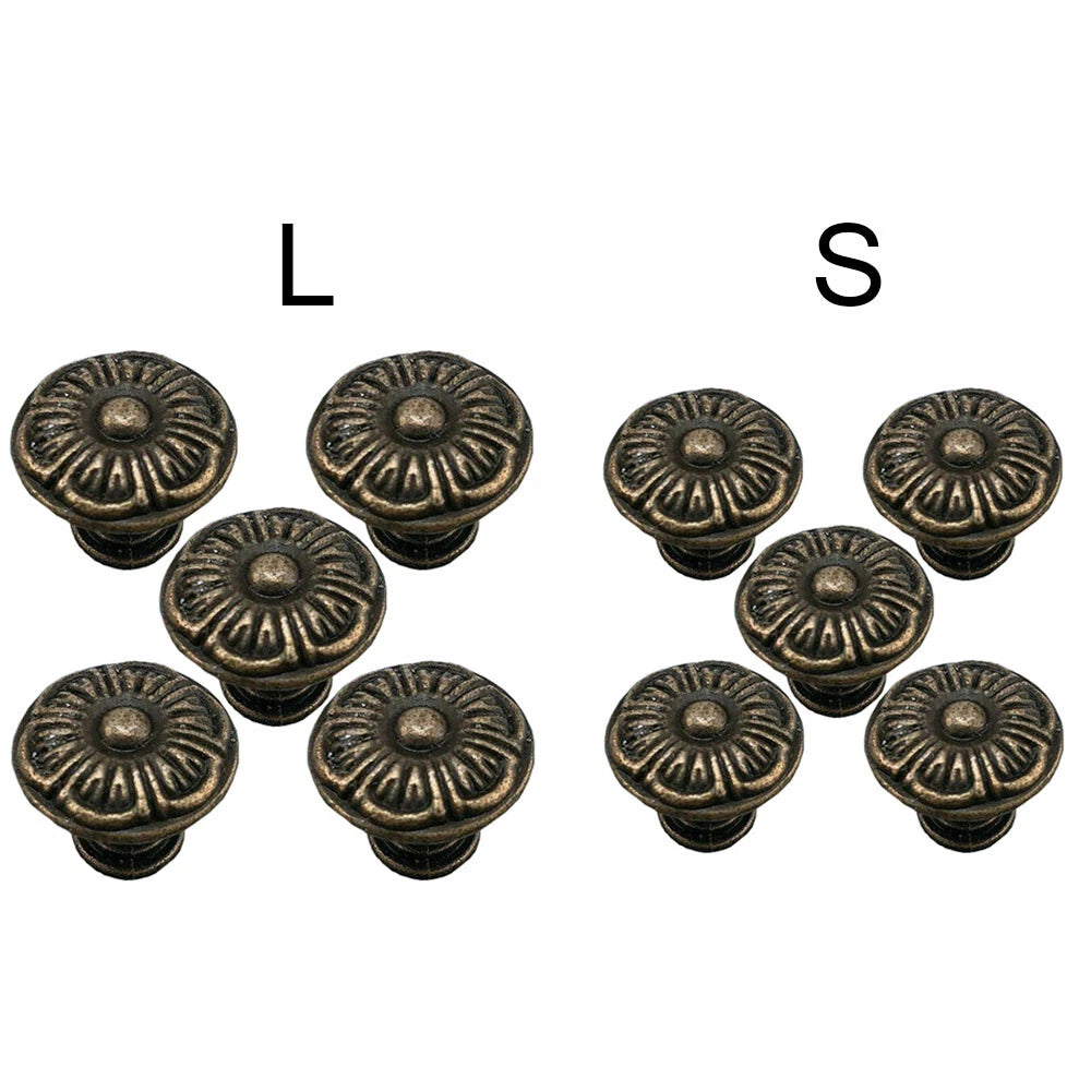 5Pc Antique Bronze Flower Drawer Knob for Jewelry Box Cabinet Door