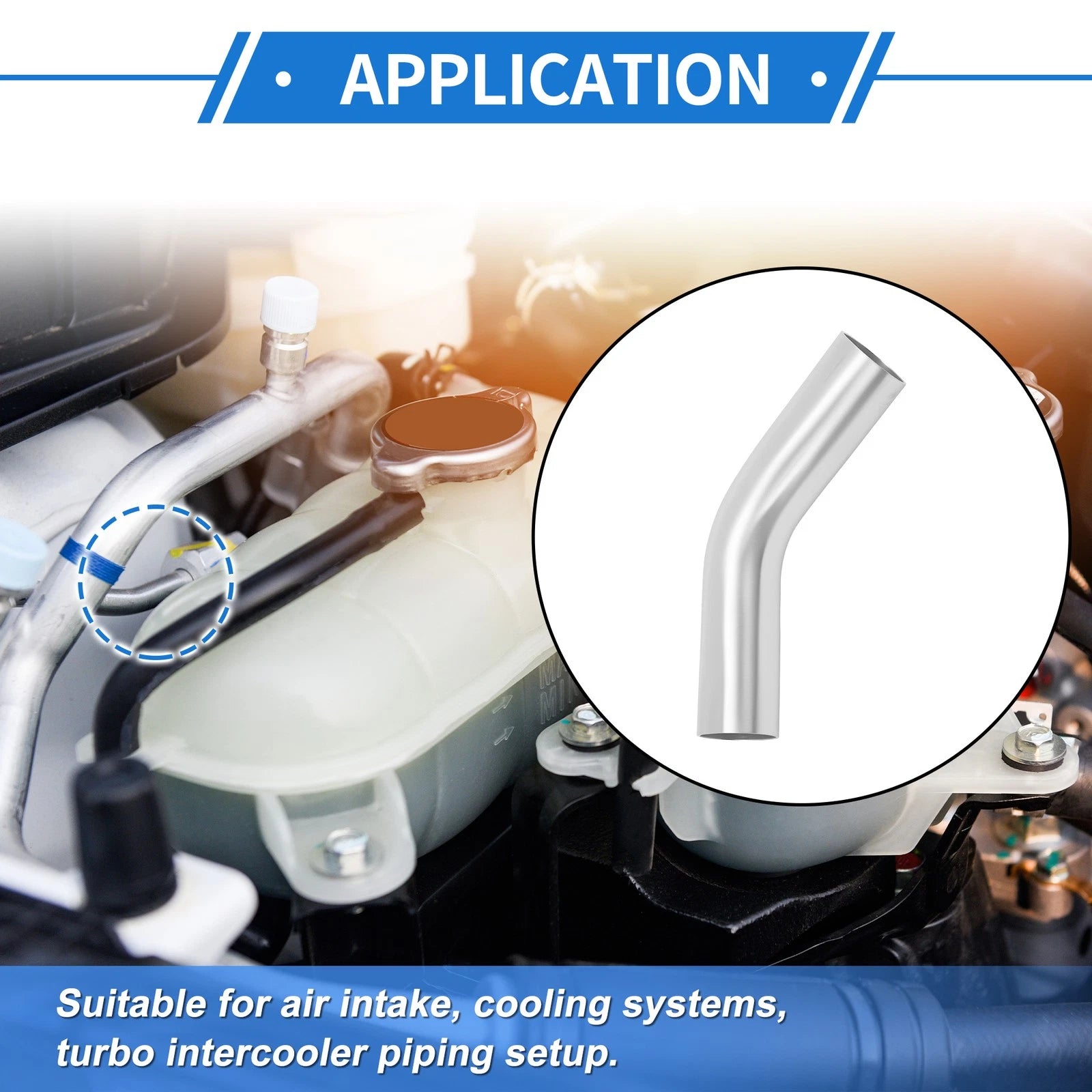 1.5" OD 45° Intercooler Pipe for Universal Applications (Brushed Silver Tone)