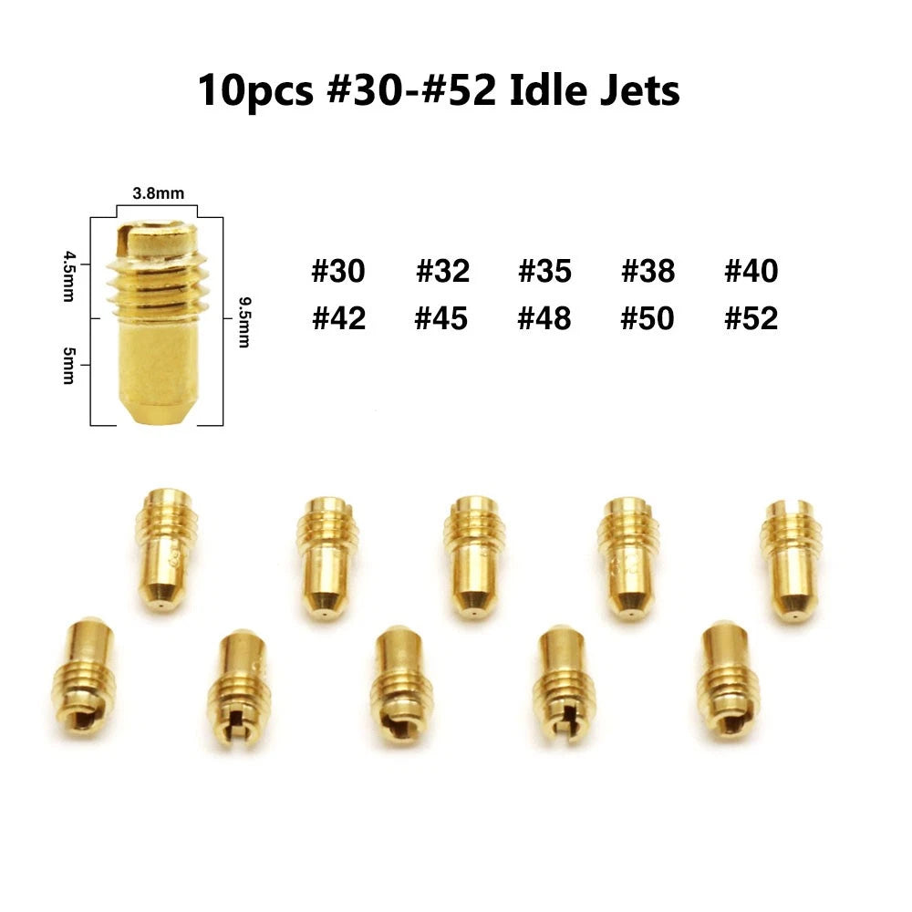 10Pcs Carburetor Pilot Jets #30-#52 for Dellorto PHBG/PHBD