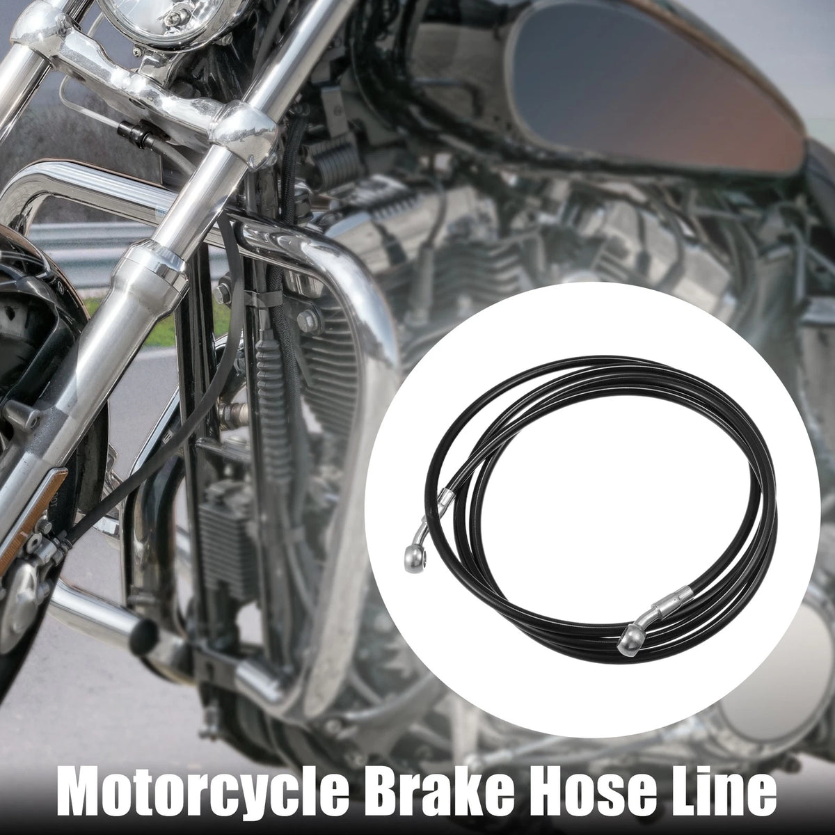 Hydraulic Brake Hose Line Pipe for Motorcycle Bike (220cm) Black (1 Set)