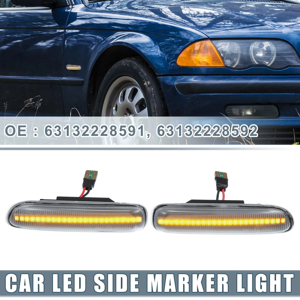 LED Side Marker Amber Light Clear Lens for BMW 325i 330i E46 (1999–2006)