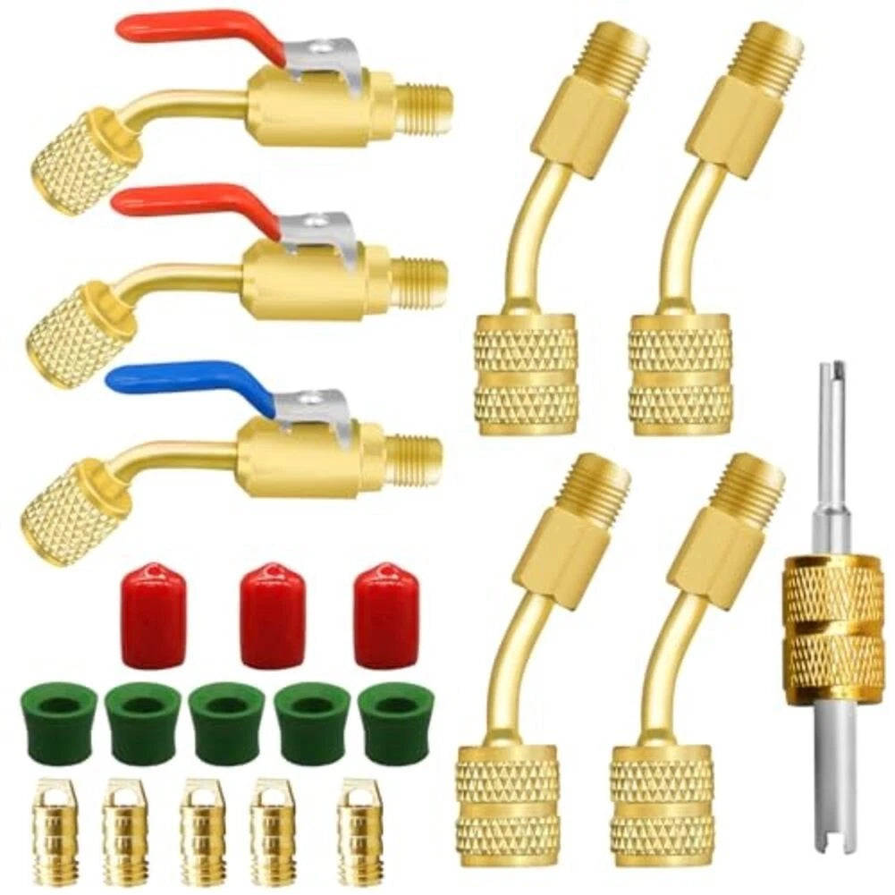21-Piece Brass R410A Split Adapter Kit for Mini HVAC Professionals