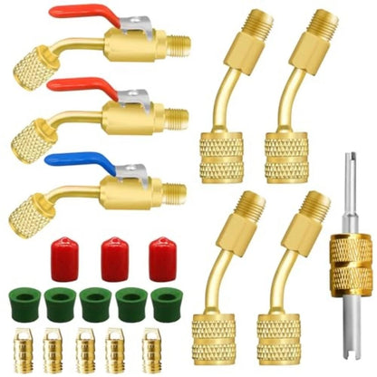 21-Piece Brass R410A Split Adapter Kit for Mini HVAC Professionals